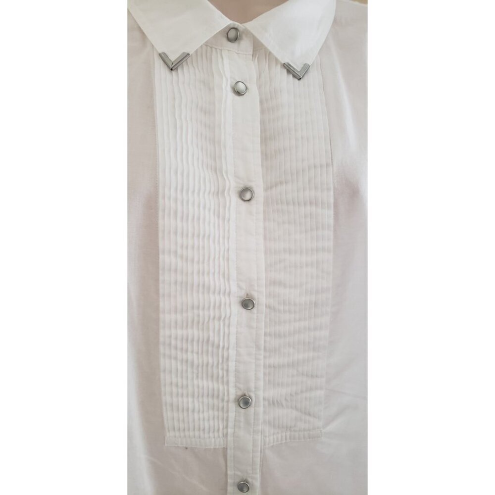 TWO BY VINCE CAMUTO WHITE LONG SLEEVE BUTTON DOWN BLOUSE SHIRT XLARGE - Picture 4 of 7